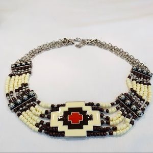 Vintage Tribal Choker Beaded Necklace